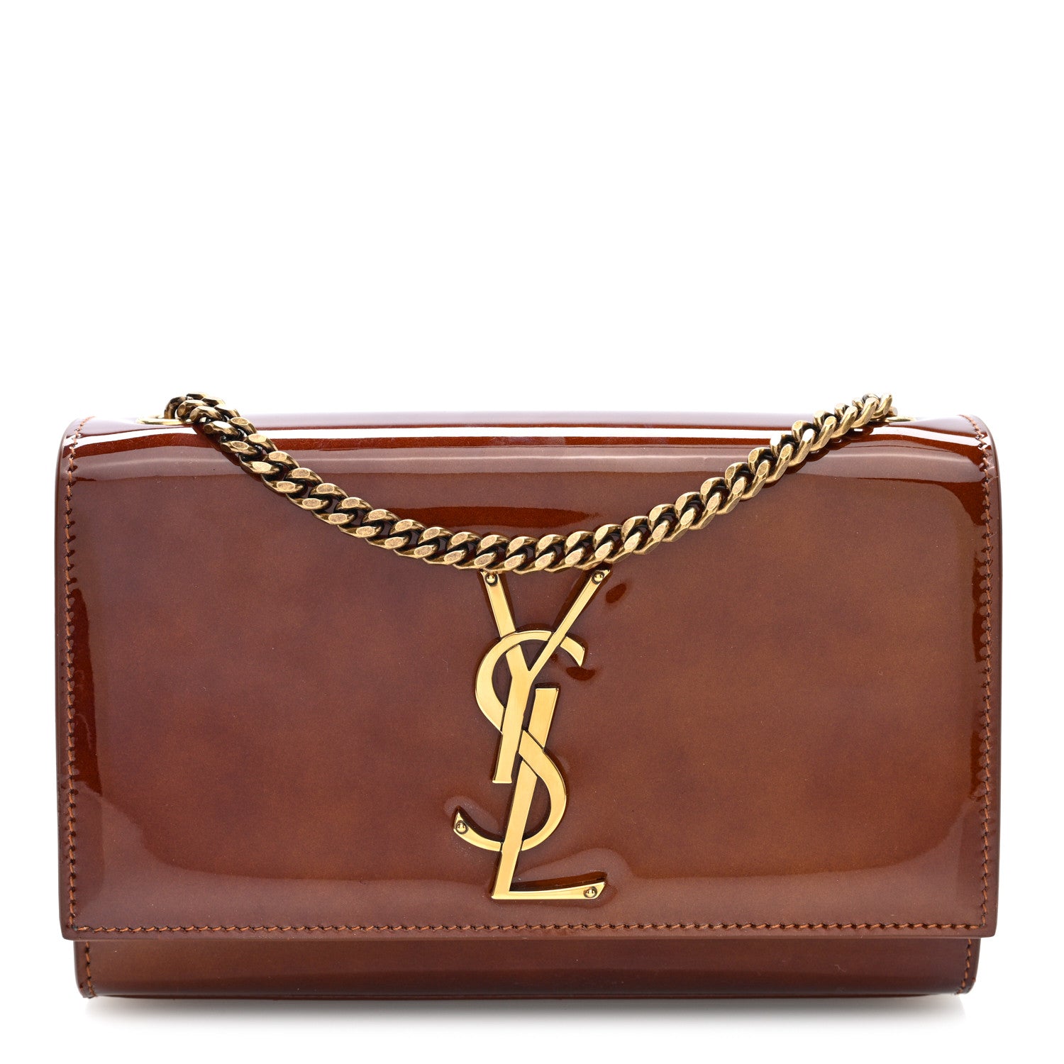 Saint Laurent Patent Small Monogram Kate Satchel Chataigne 1 of 9