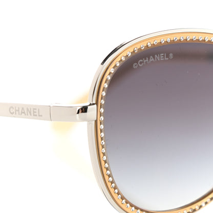 Chanel Metal Crystal Round Blue Light Glasses 2207BS Gradient Gray Gold 8 of 9