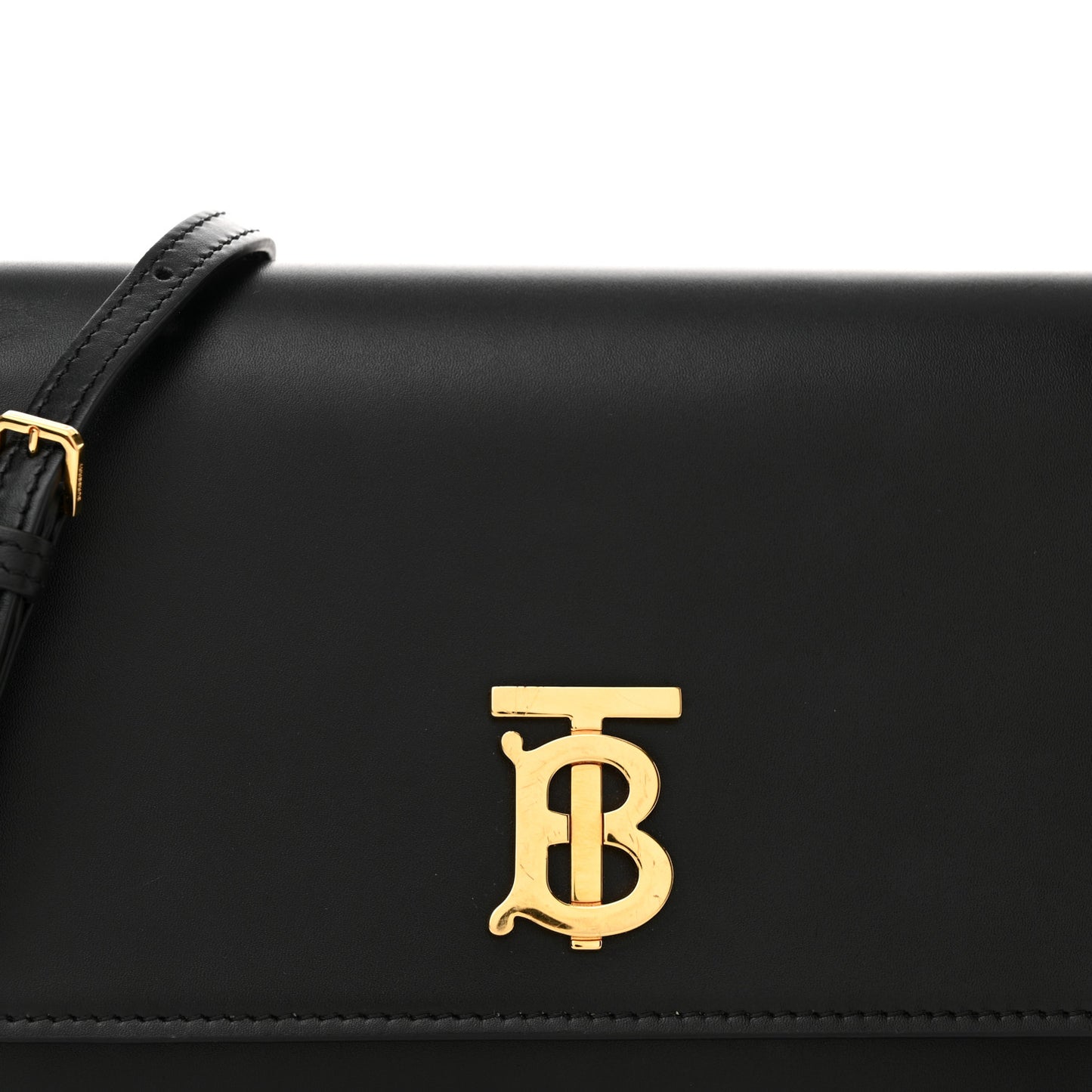 Calfskin Monogram TB Mini Flat Crossbody Bag Black
