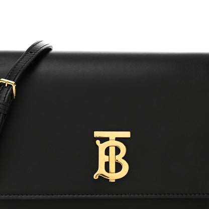 Burberry Calfskin Monogram TB Mini Flat Crossbody Bag Black 7 of 13