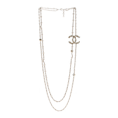 Chanel Crystal Pearl CC Charms Necklace Gold 3 of 5