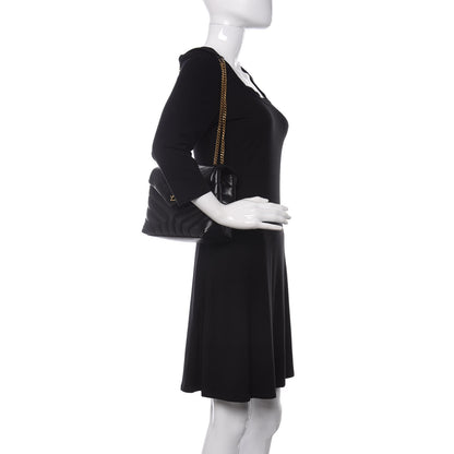 Saint Laurent Calfskin Y Quilted Monogram Small Loulou Chain Satchel Black 2 of 11