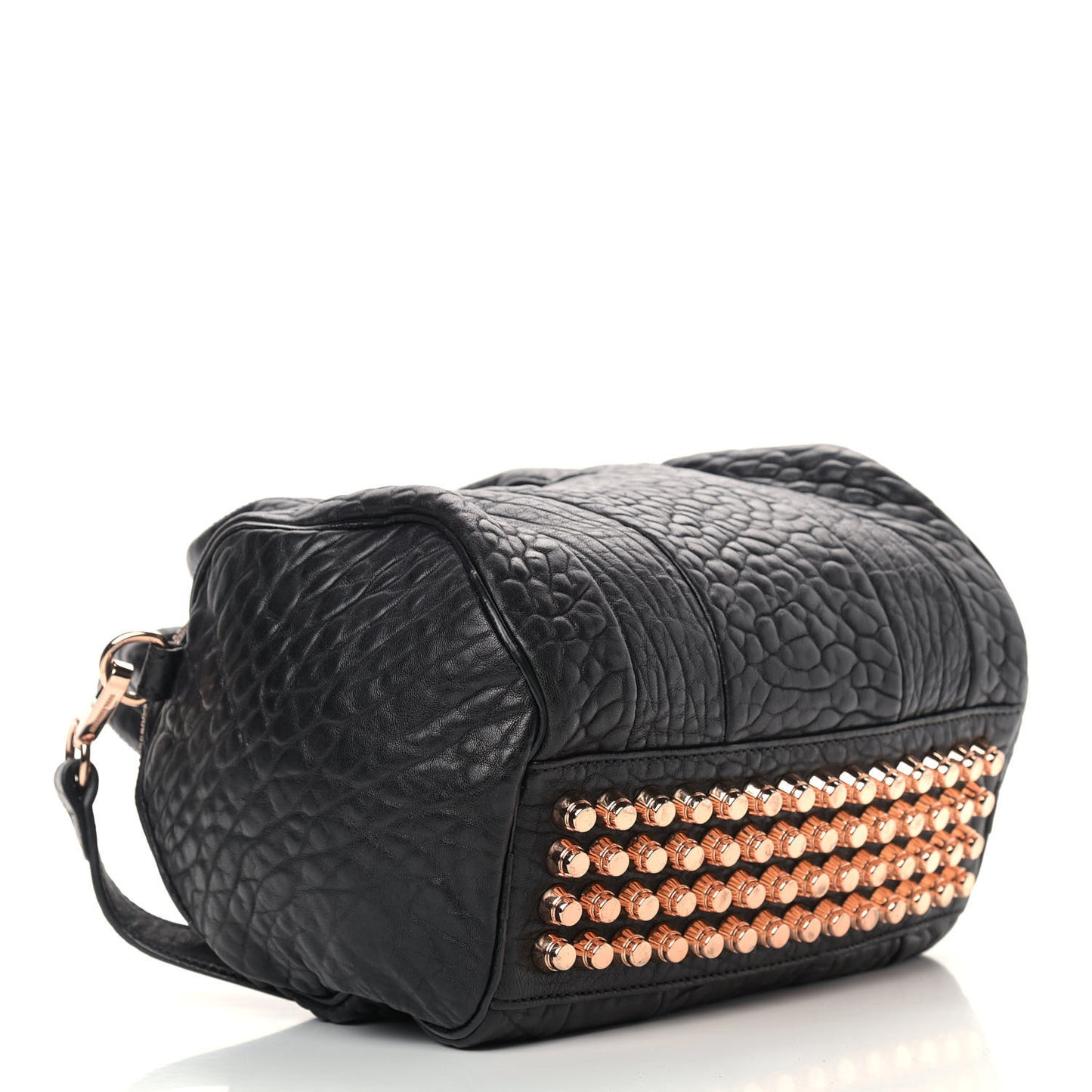 Pebbled Lambskin Mini Rockie Black Rose Gold Hardware
