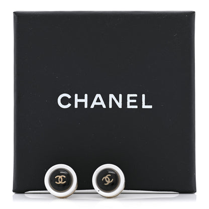 Chanel Resin Textured CC Button Earrings 5 of 5