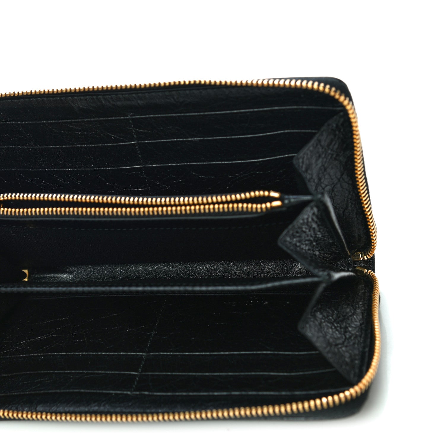 Balenciaga Agneau Classic Gold Hardware Continental Zip Around Wallet Black 5 of 9