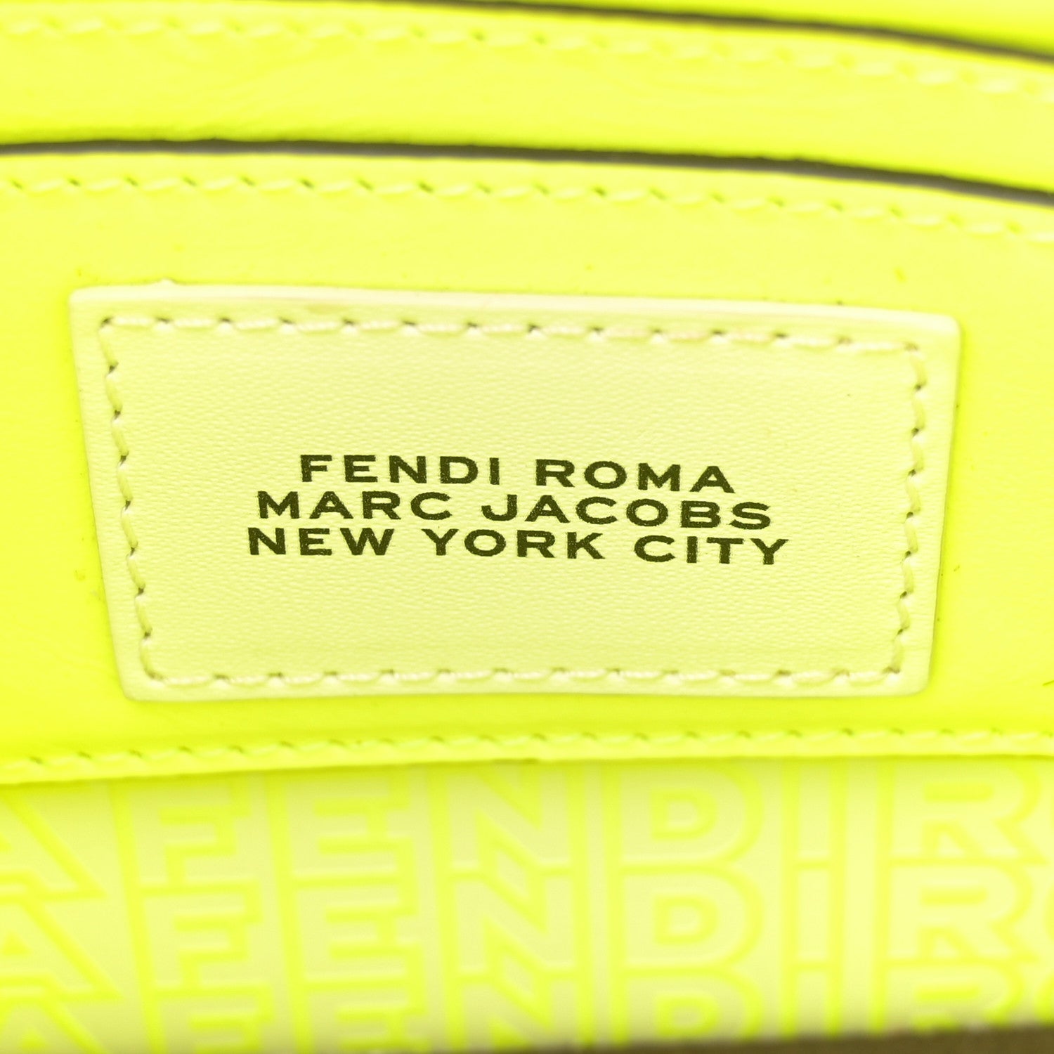 Fendi X MARC JACOBS Vitello King Cover Micro Fendi Roma Embossed Peekaboo I See U X Cross Satchel Neon Yellow 6 of 9