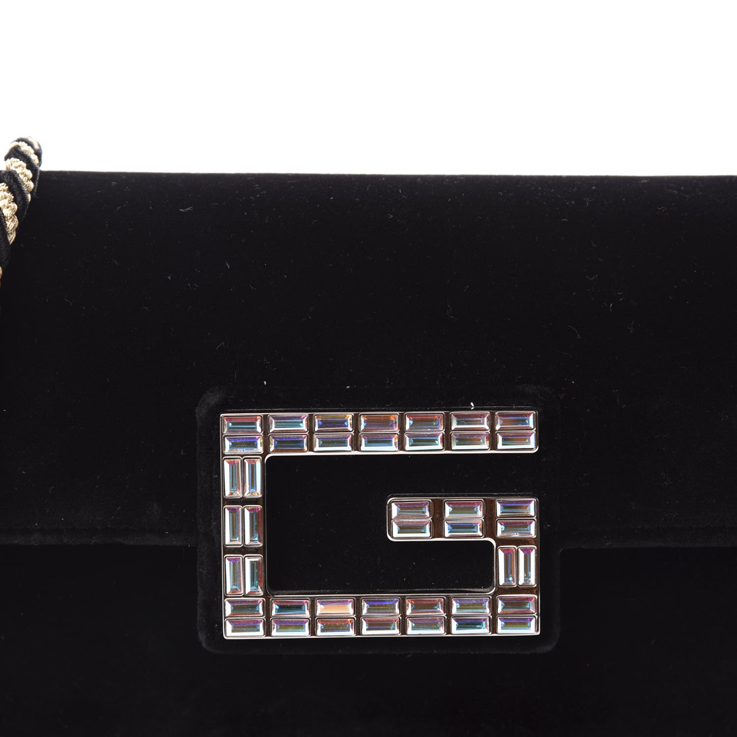 Gucci Velvet Crystal Square G Shoulder Bag Black 10 of 10