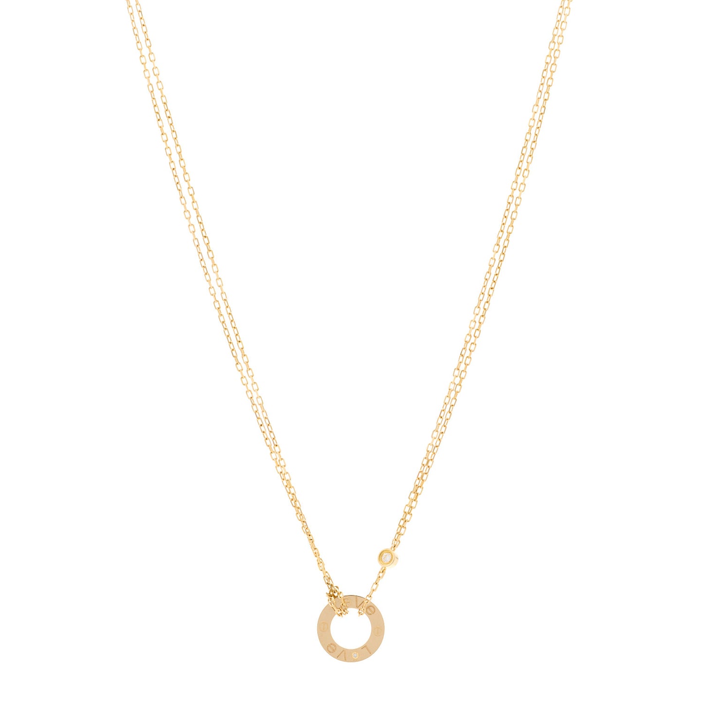18K Yellow Gold 2 Diamond LOVE Necklace