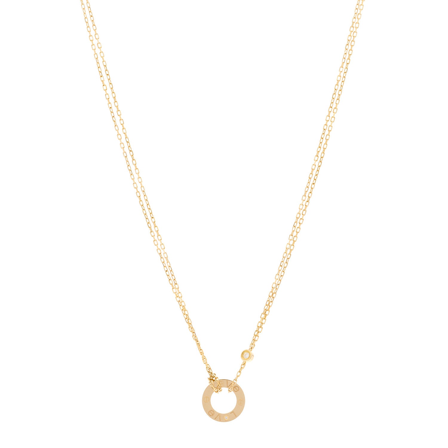 Cartier 18K Yellow Gold 2 Diamond LOVE Necklace 1 of 5