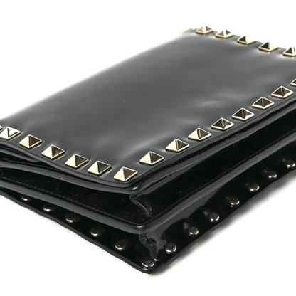 Valentino Garavani Patent Rockstud Wallet On Chain Black 10 of 12