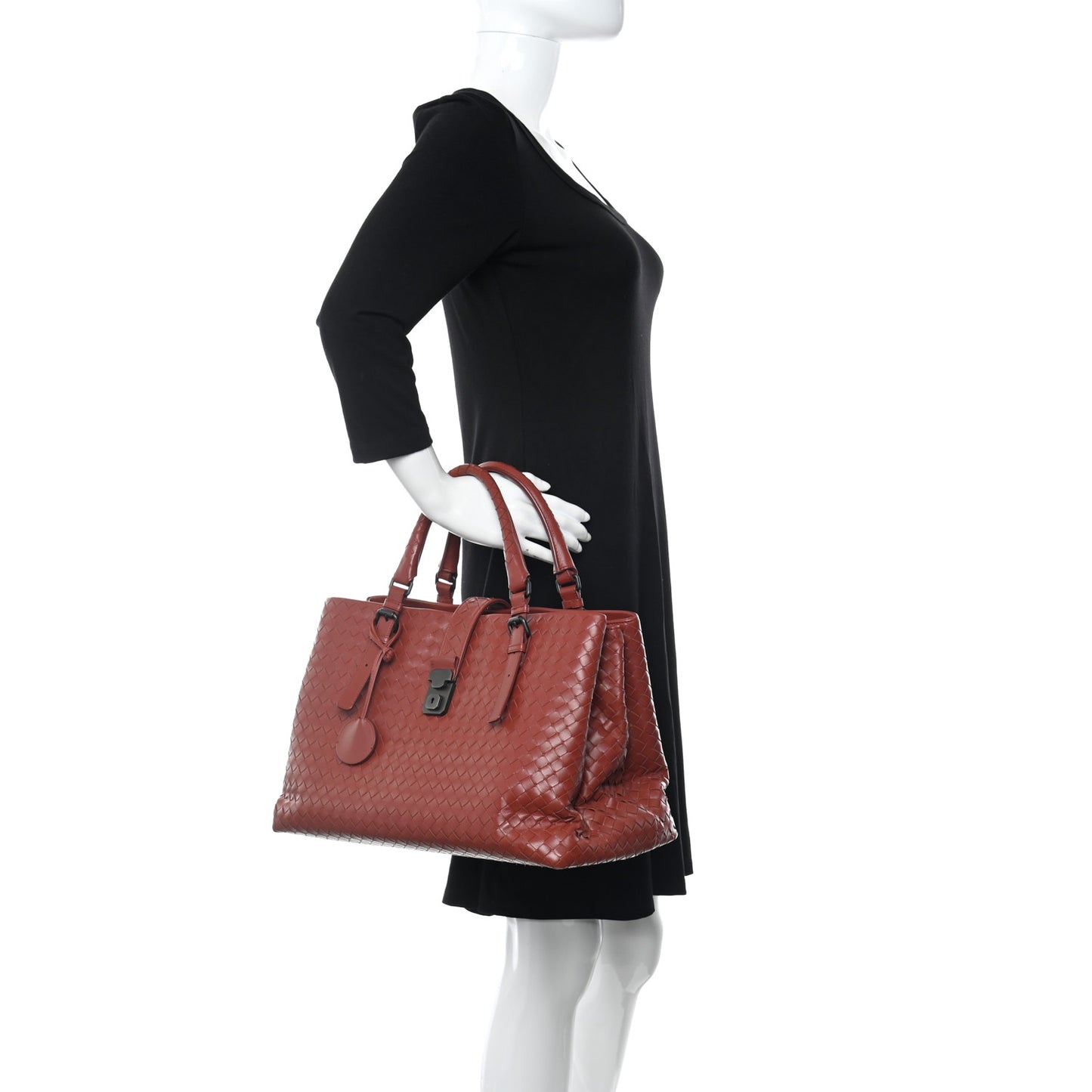 Light Calf Intrecciato Medium Roma Dark Red
