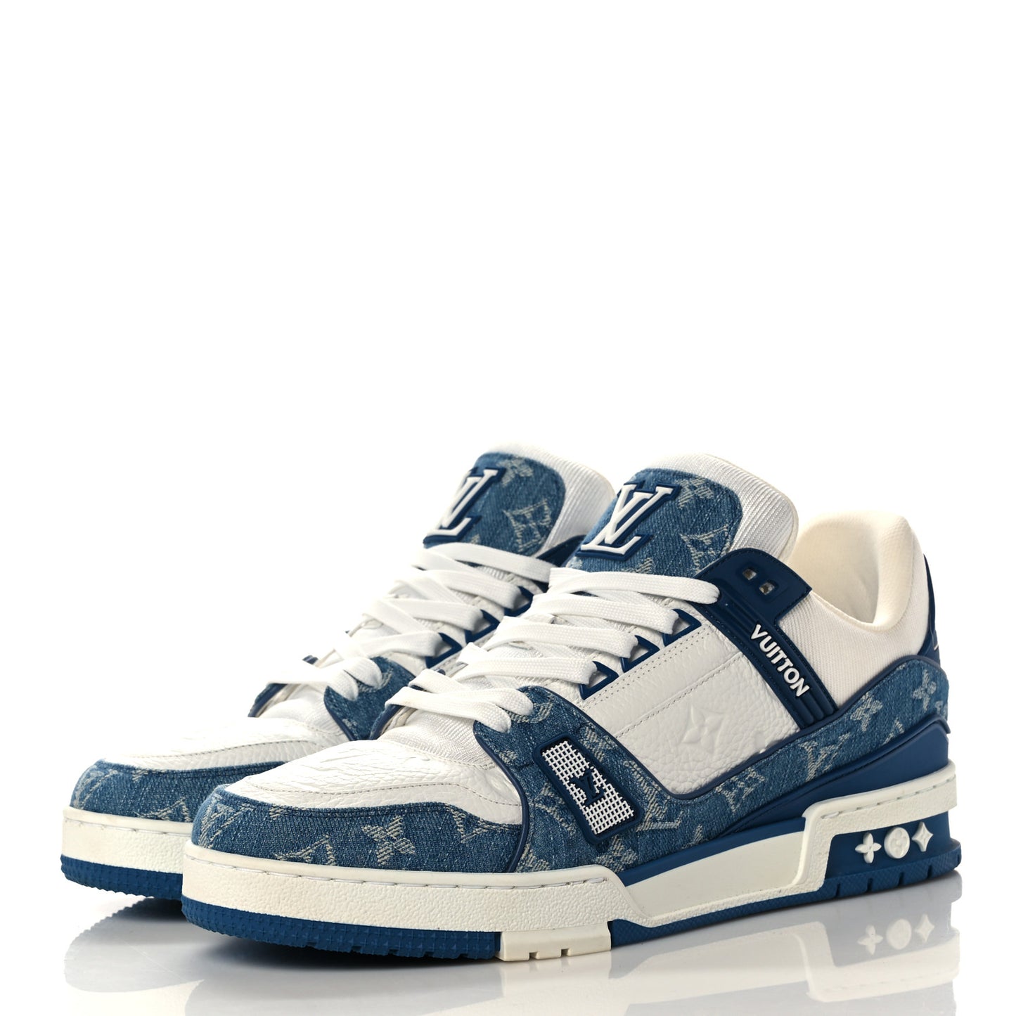 Monogram Denim Mens Trainer Sneakers 8.5 Blue