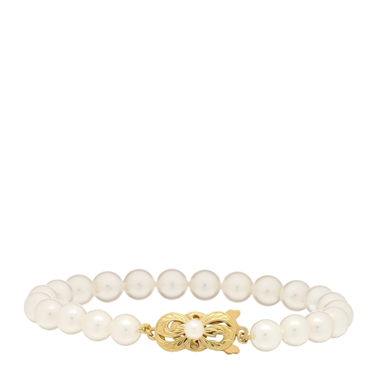 18K Yellow Gold Akoya Cultured Pearl 6.5-7mm Strand Bracelet