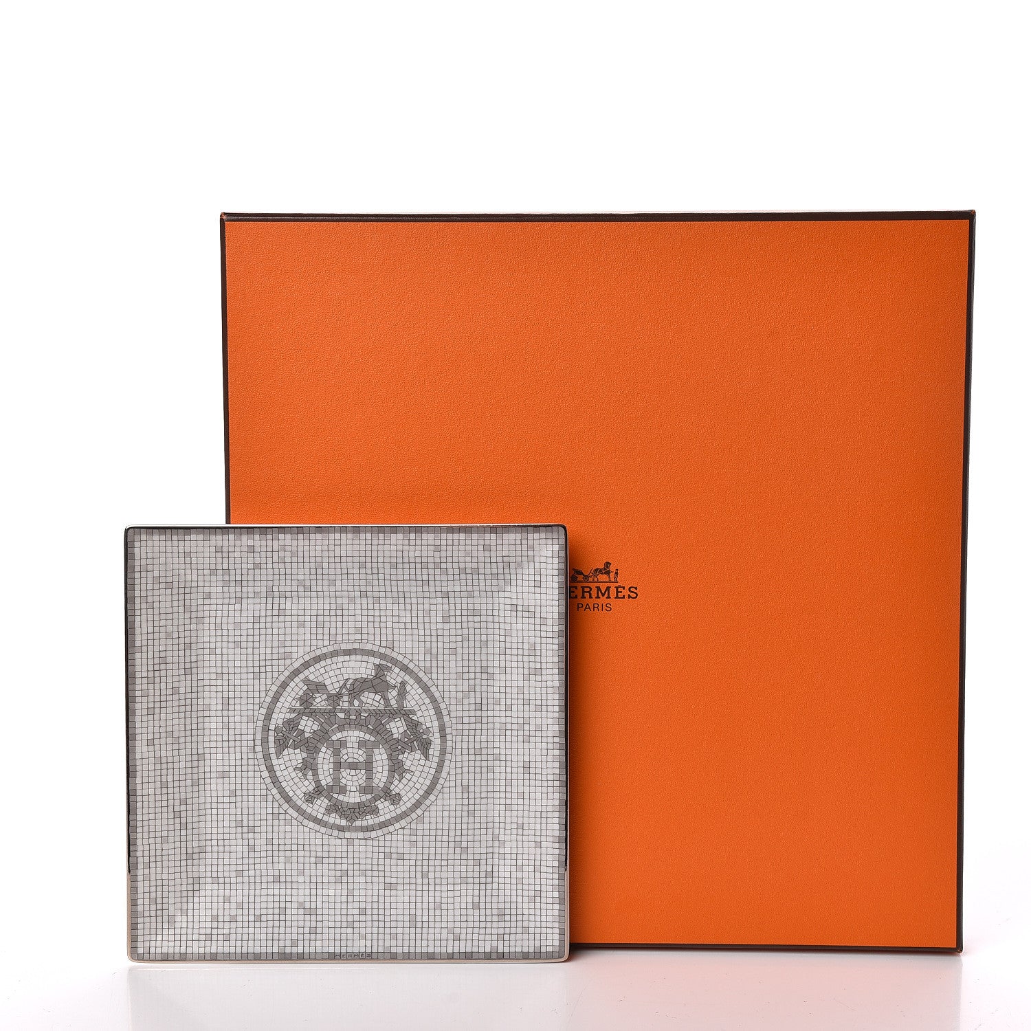 Hermes Porcelain Mosaique au 24 Square Plate Platinum 7 of 7