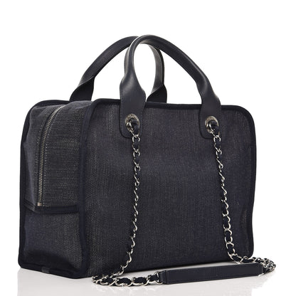 Chanel Denim Deauville Bowling Bag Dark Blue 4 of 9