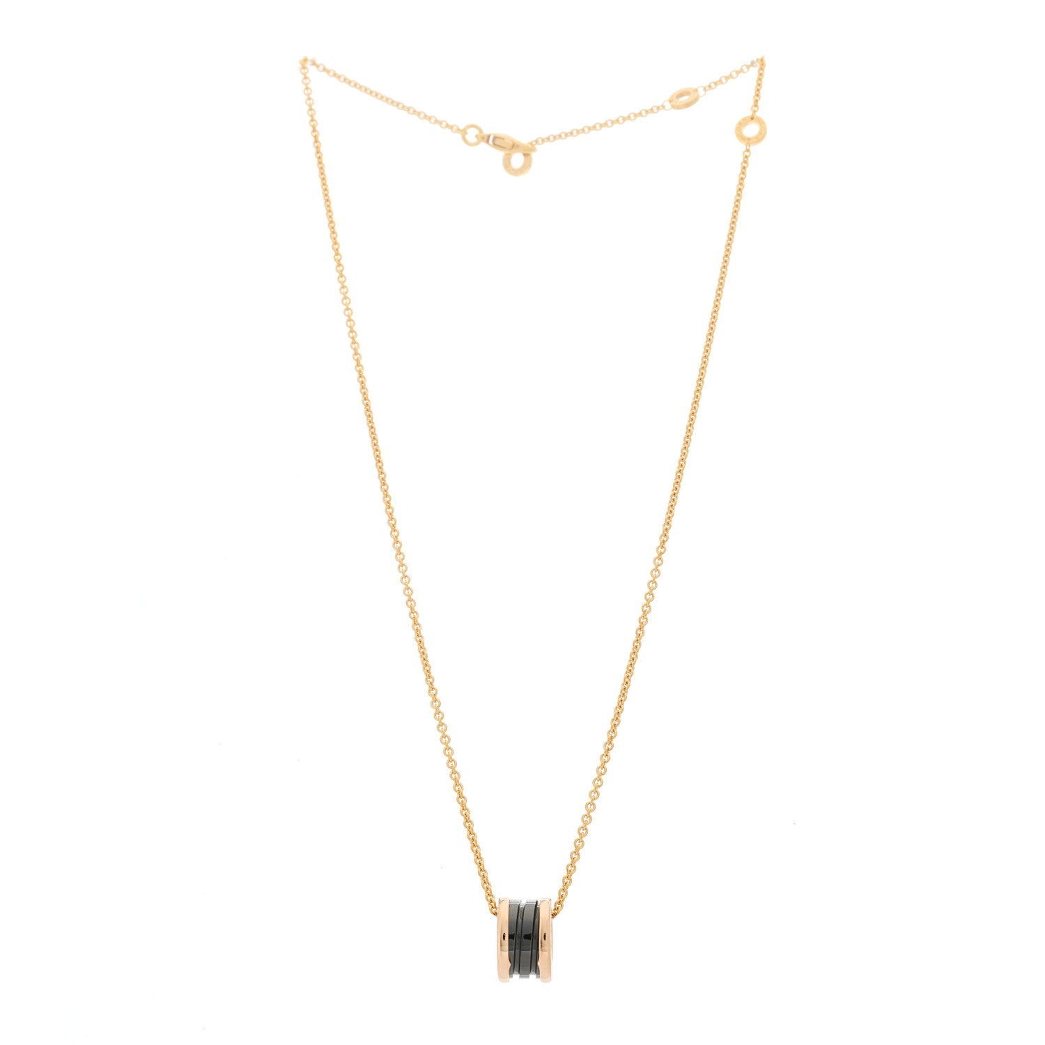 Bulgari 18K Rose Gold Black Ceramic B.Zero1 Pendant Necklace 3 of 7