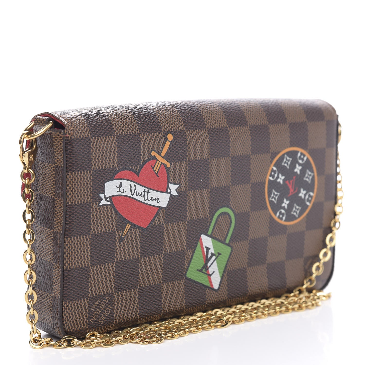 Louis Vuitton Damier Ebene LV Stories Pochette Felicie Chain Wallet 3 of 11