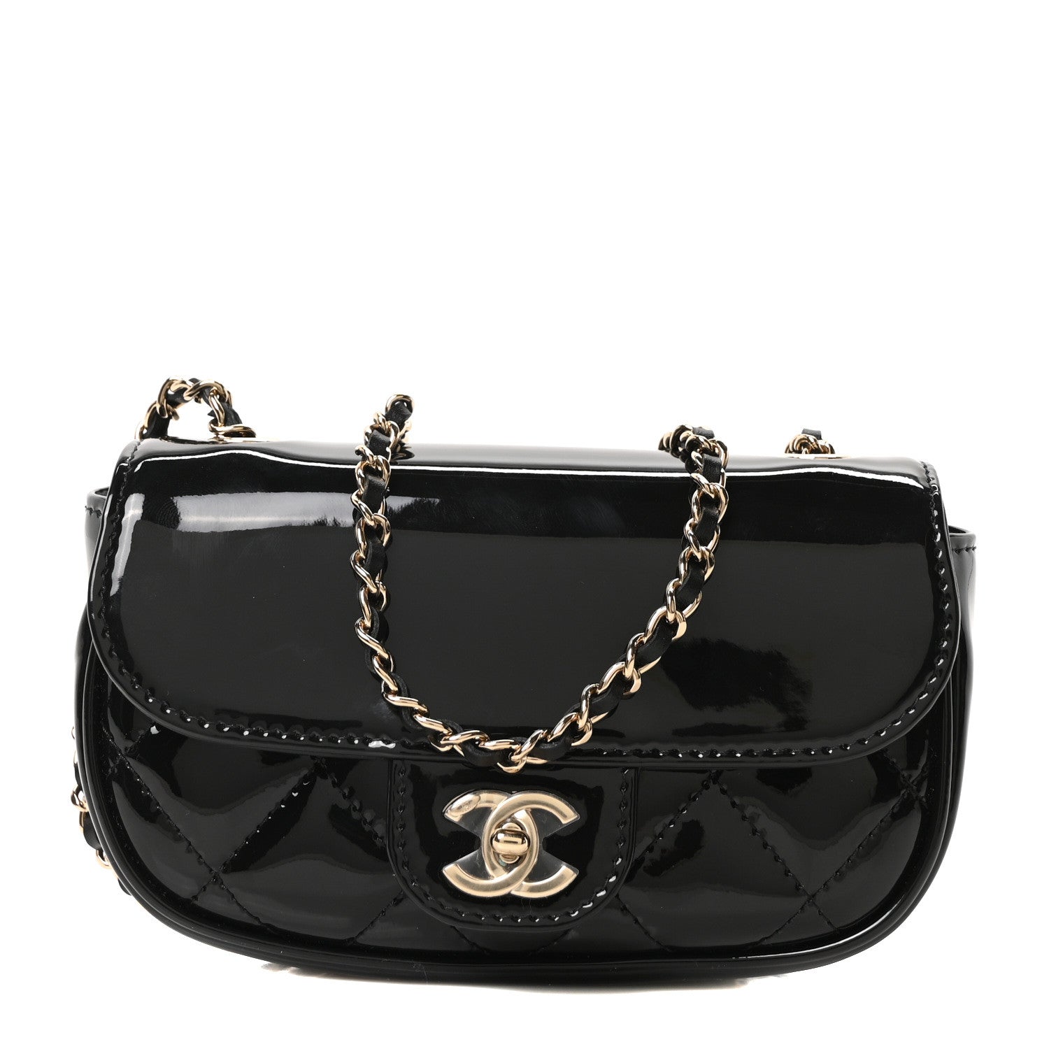 Chanel Patent Calfskin Quilted Mini Flap Black 1 of 11