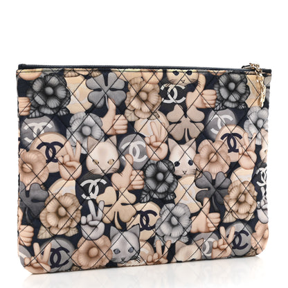 Chanel Nylon Quilted Medium Cat Emoticon Cosmetic Case Navy 3 of 8