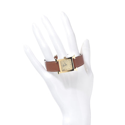 Hermes Stainless Steel Epsom 21mm Heure H Hour Quartz Watch Gold 2 of 8