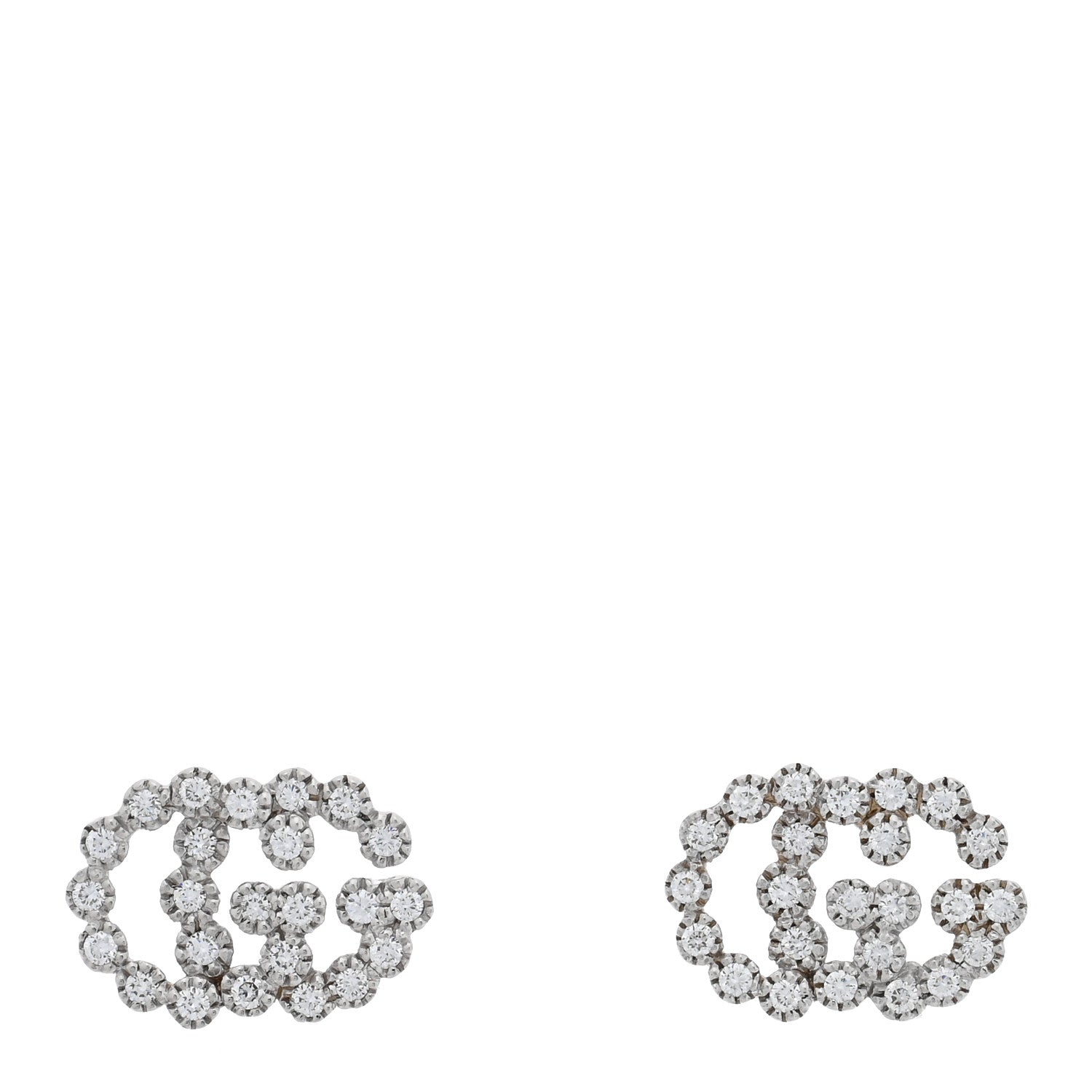 Gucci 18K White Gold Diamond Running G Earrings 1 of 5