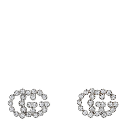 Gucci 18K White Gold Diamond Running G Earrings 1 of 5