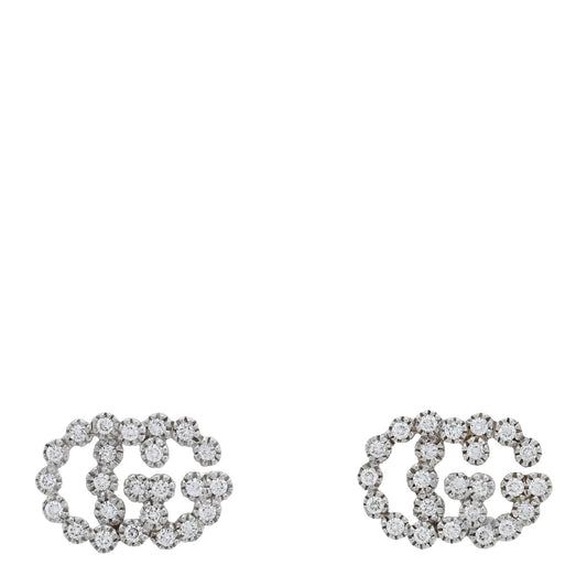 18K White Gold Diamond Running G Earrings
