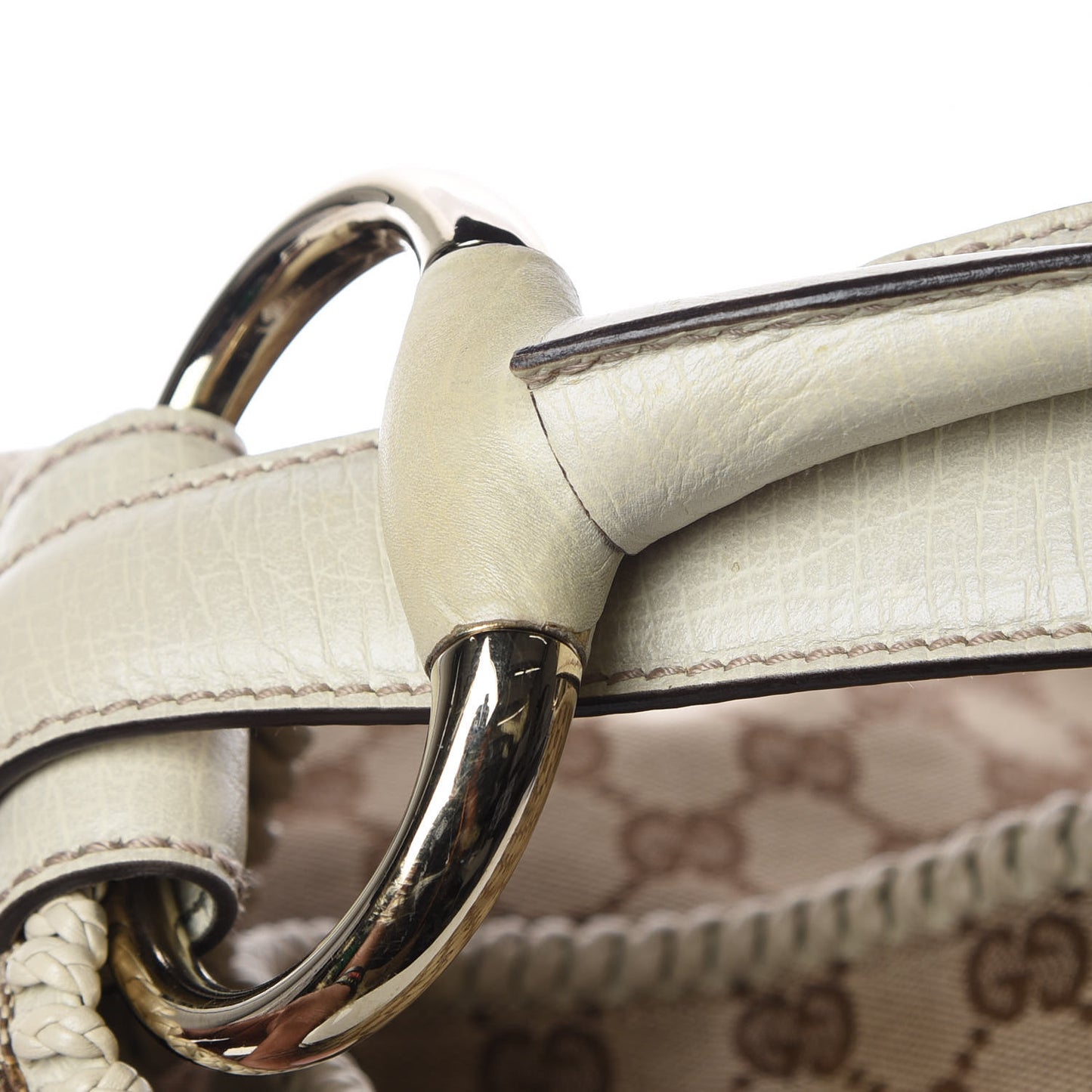 Monogram Large Horsebit Chain Hobo Off White
