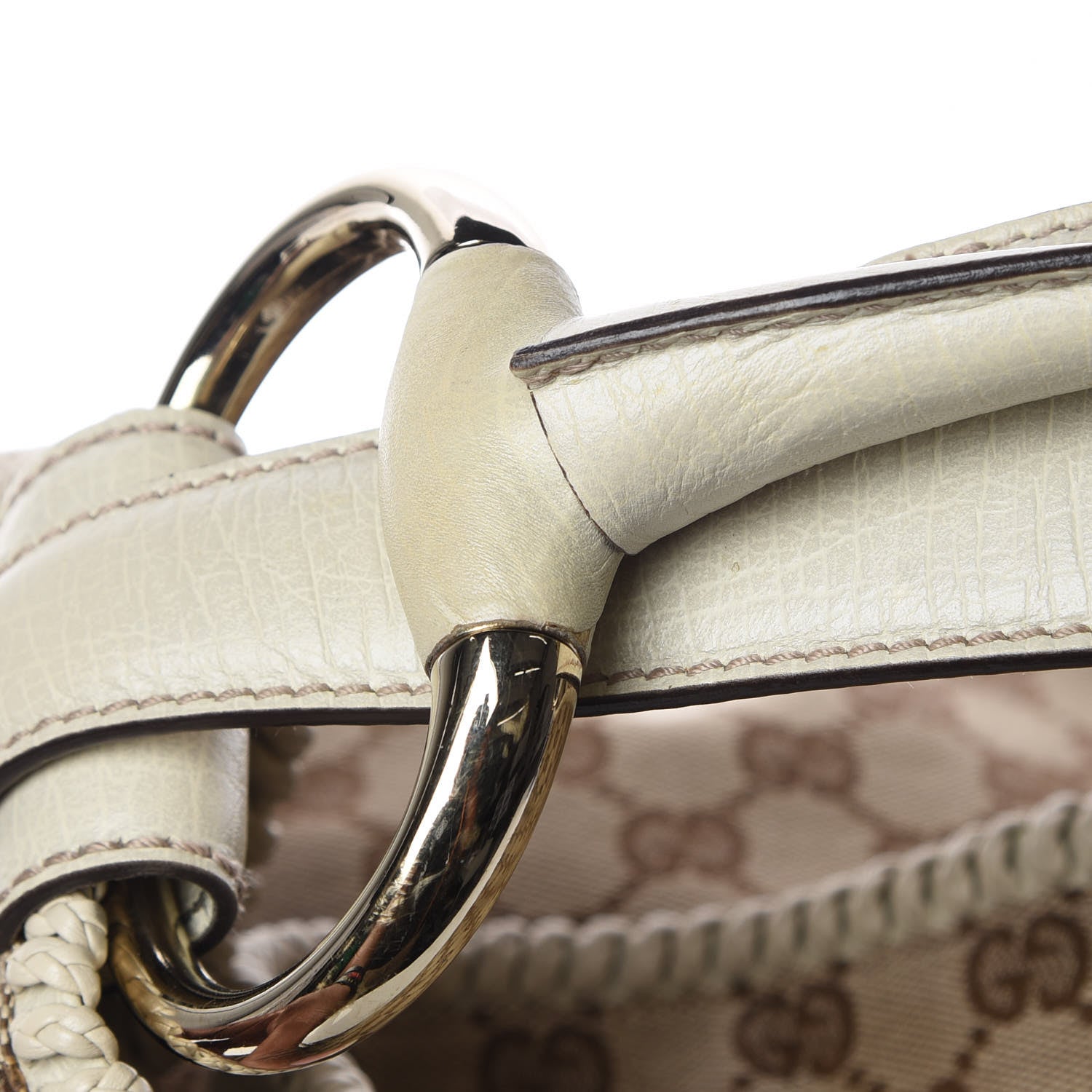 Gucci Monogram Large Horsebit Chain Hobo Off White 12 of 14