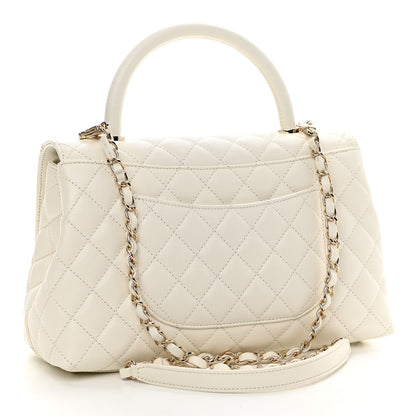 Chanel Caviar Quilted Small Coco Handle Flap White 3 of 11