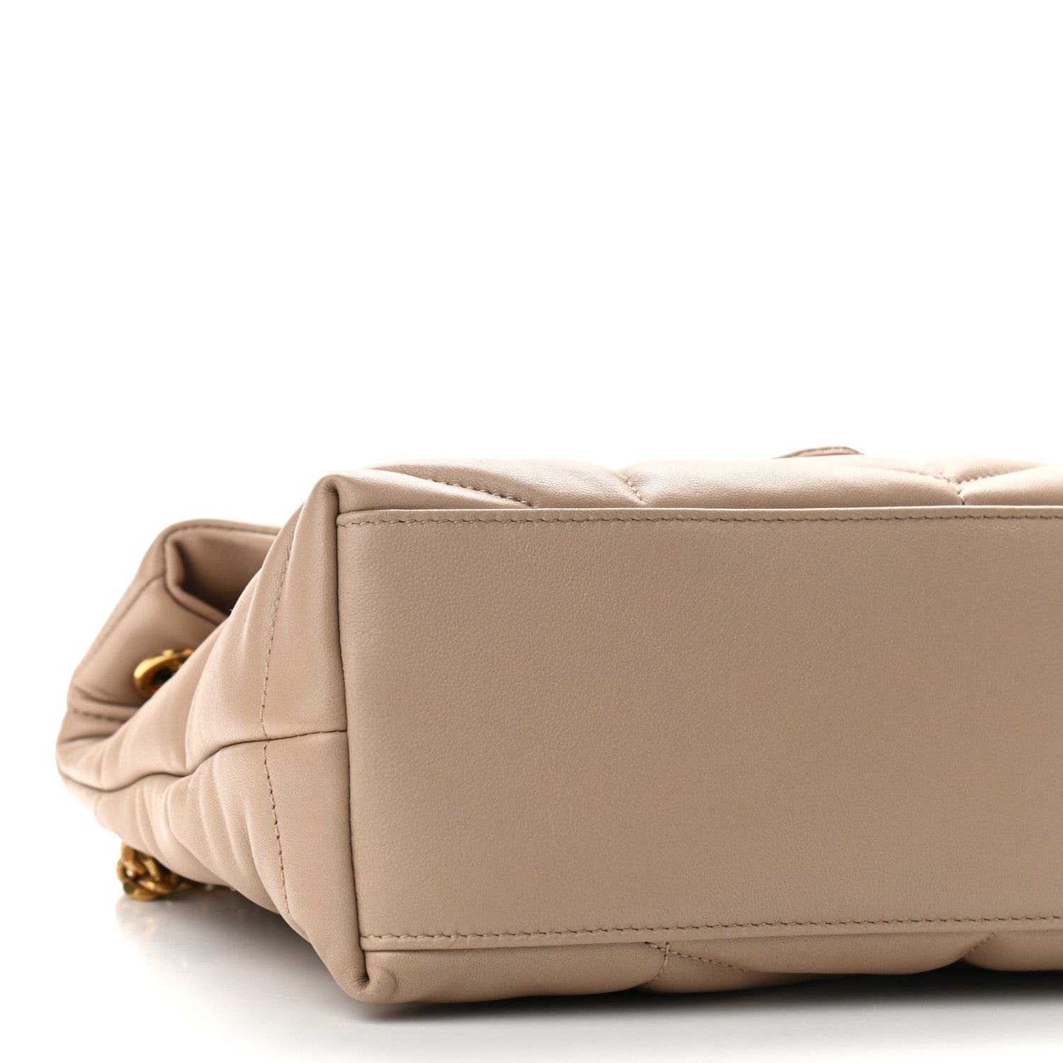 Saint Laurent Lambskin Quilted Small Loulou Puffer Monogram Chain Satchel Dark Beige 8 of 9