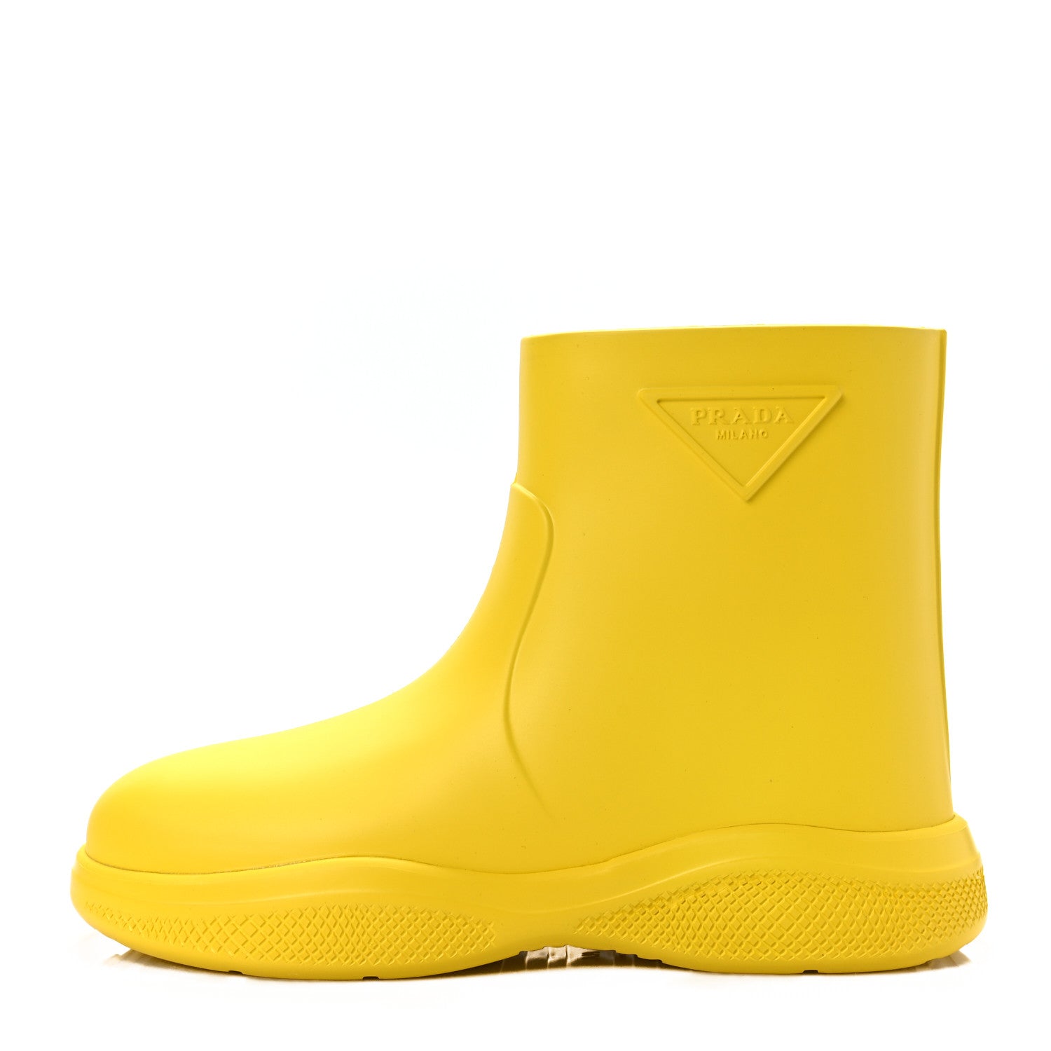 Prada Soft Mellow Rubber Triangle Logo Embossed Womens 25mm Booties 36 Sole 1 of 7