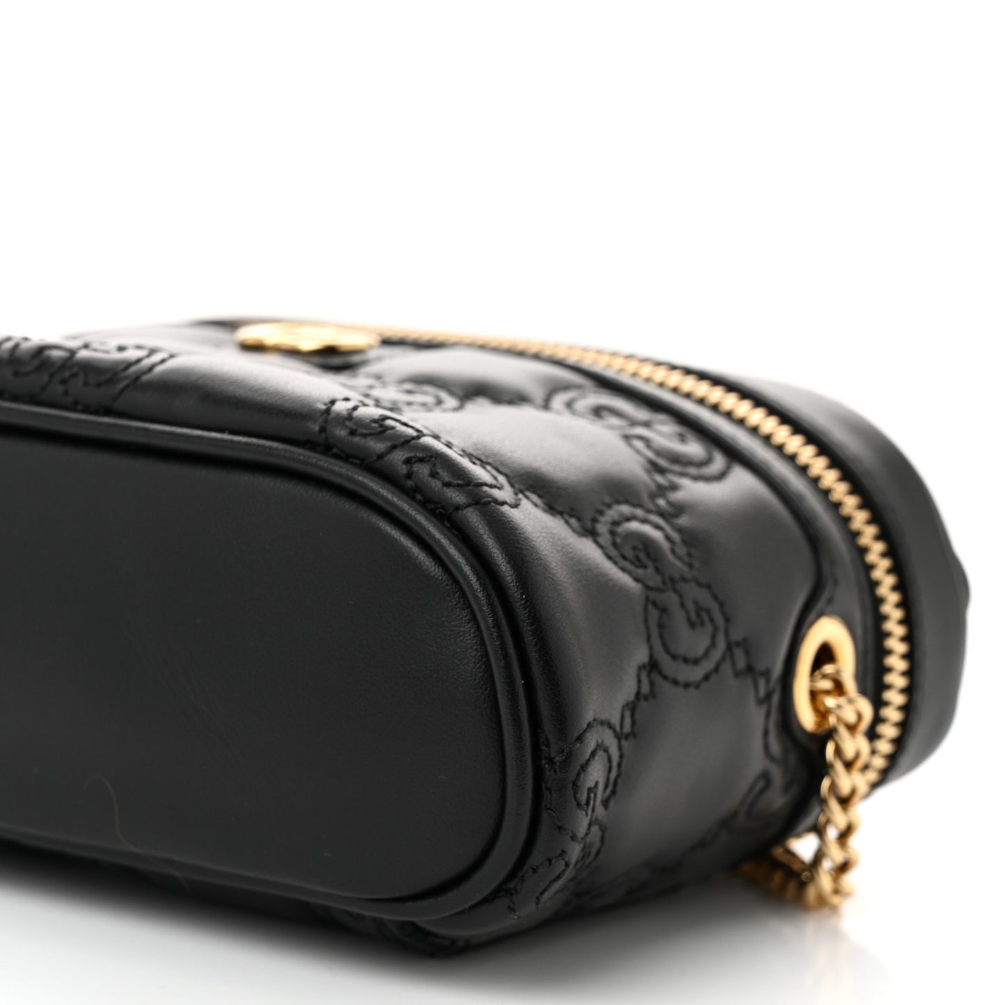 Calfskin GG Matelasse Mini Top Handle Bag Black