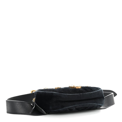 Gucci Velvet Matelasse Marquise Crystals GG Marmont Belt Bag 85 34 Black 4 of 12