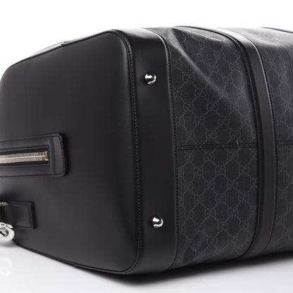 Gucci Soft GG Supreme Monogram Appia Calfskin Web Large Carry On Duffle Bag Black Grey 8 of 10