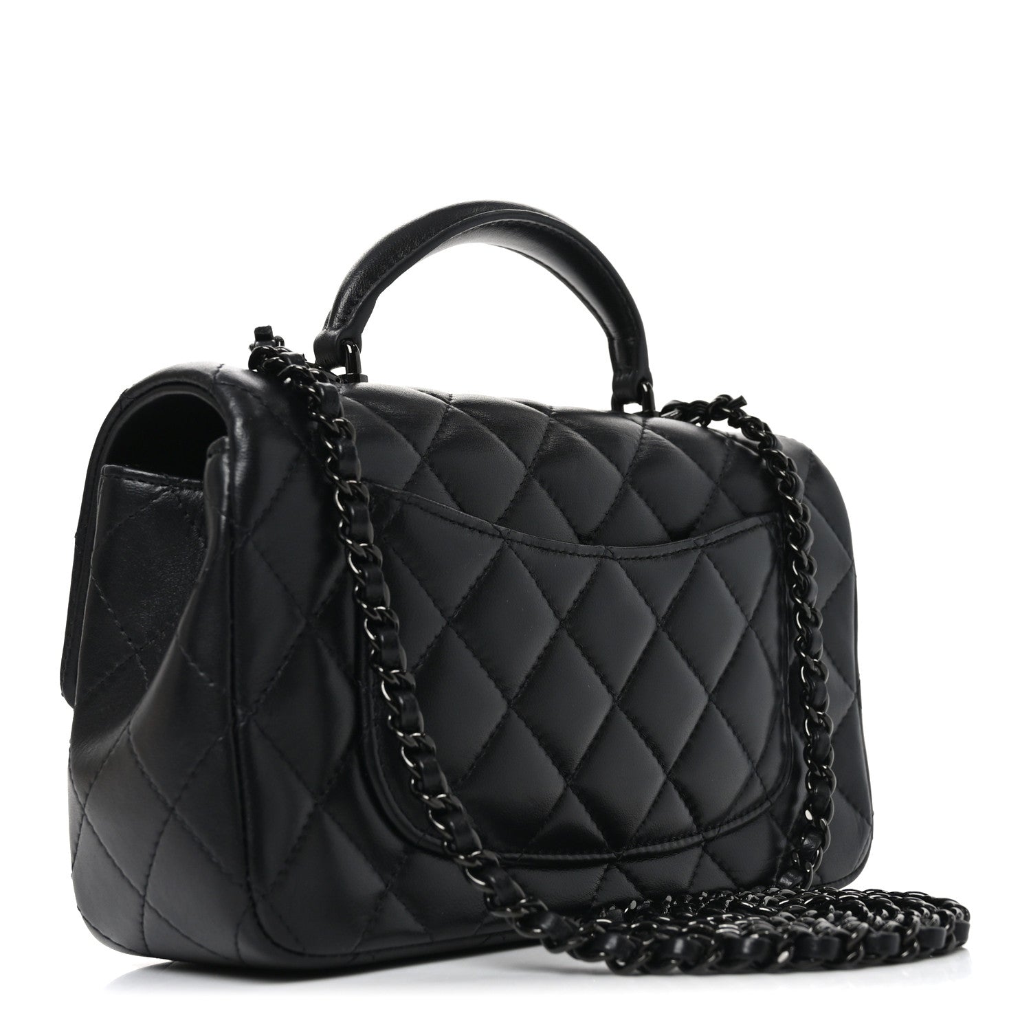 Chanel Lambskin Quilted Mini Top Handle Rectangular Flap So Black 3 of 11