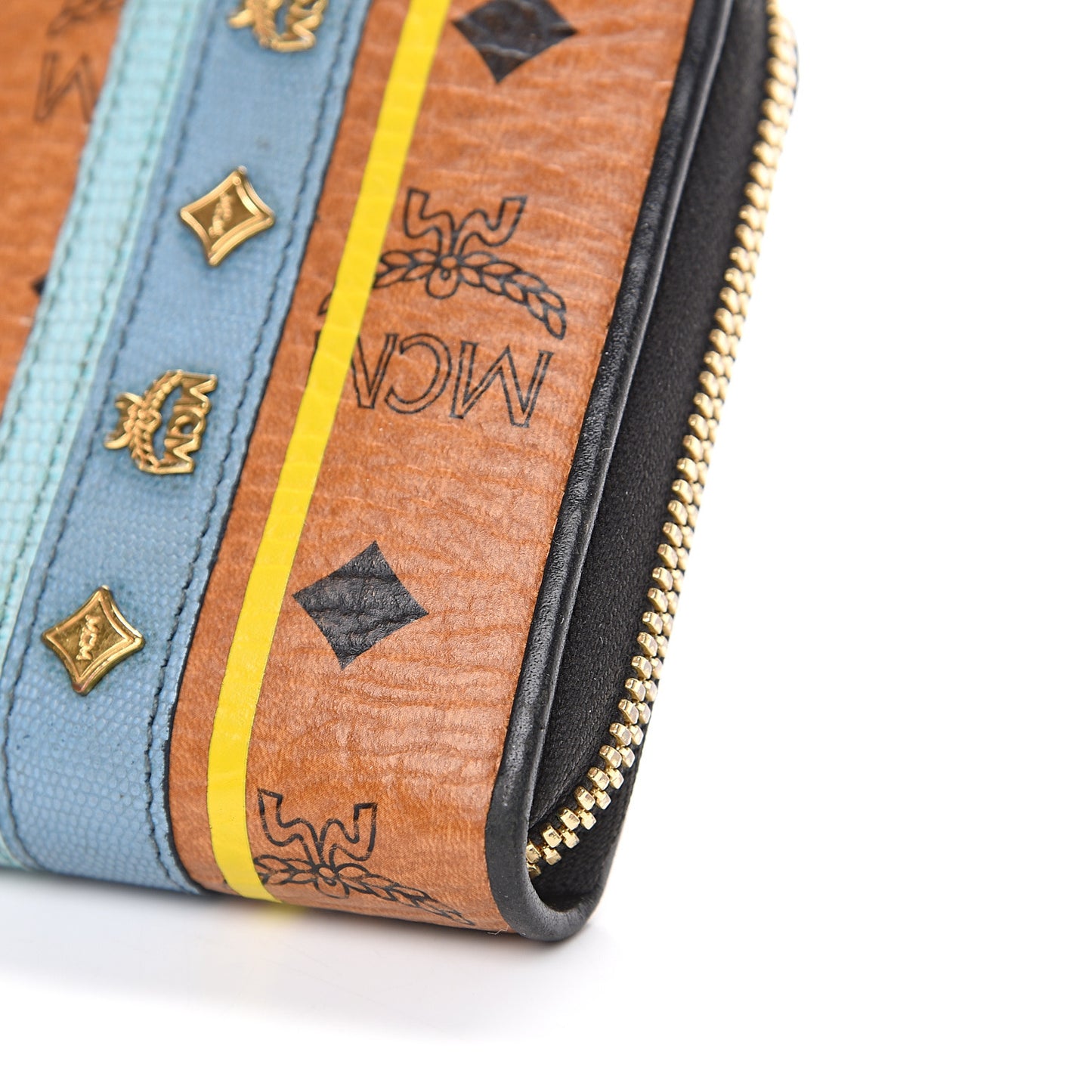 Visetos Striped Zip Around Wallet Cognac