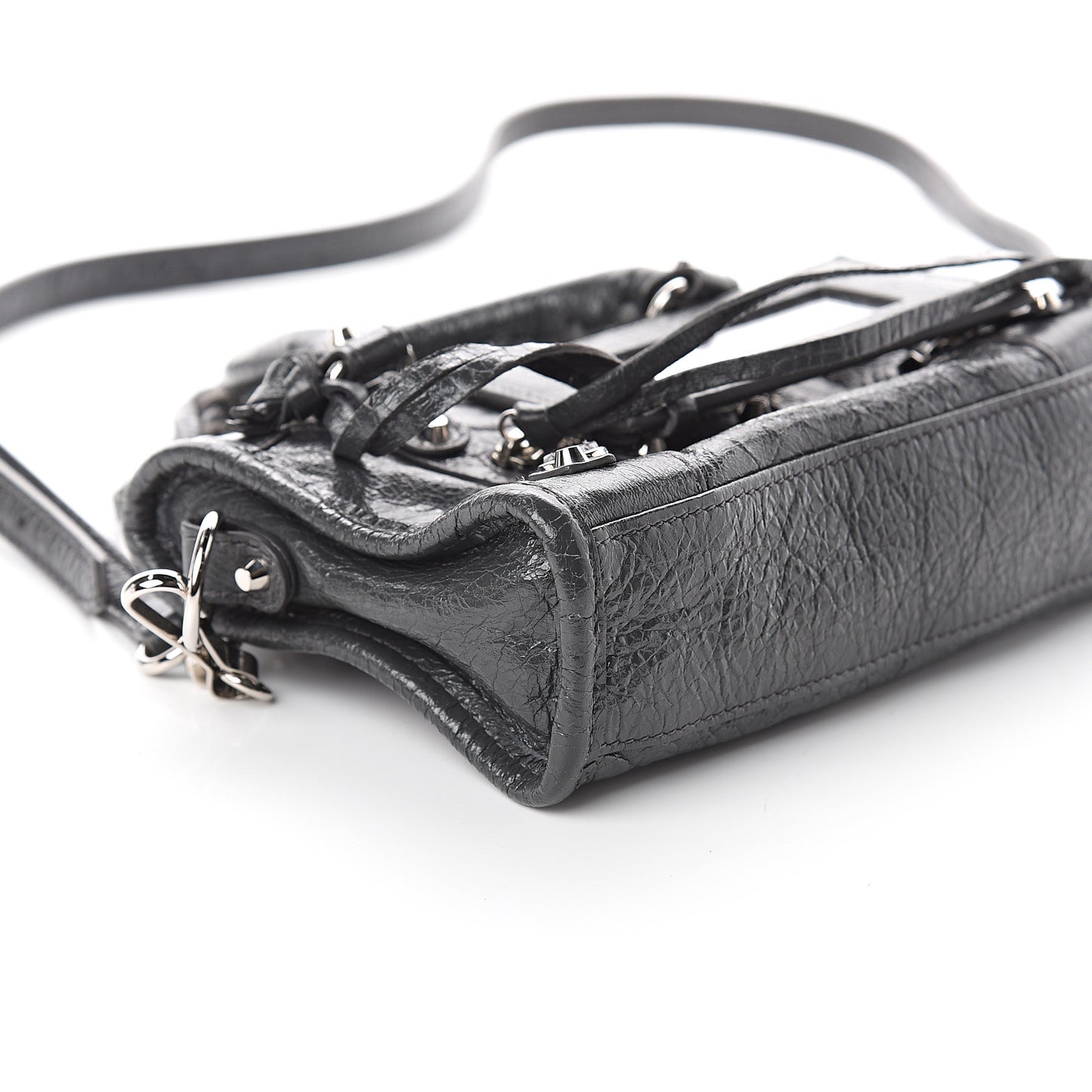 Agneau Classic Silver Hardware Nano City Gris Fossile