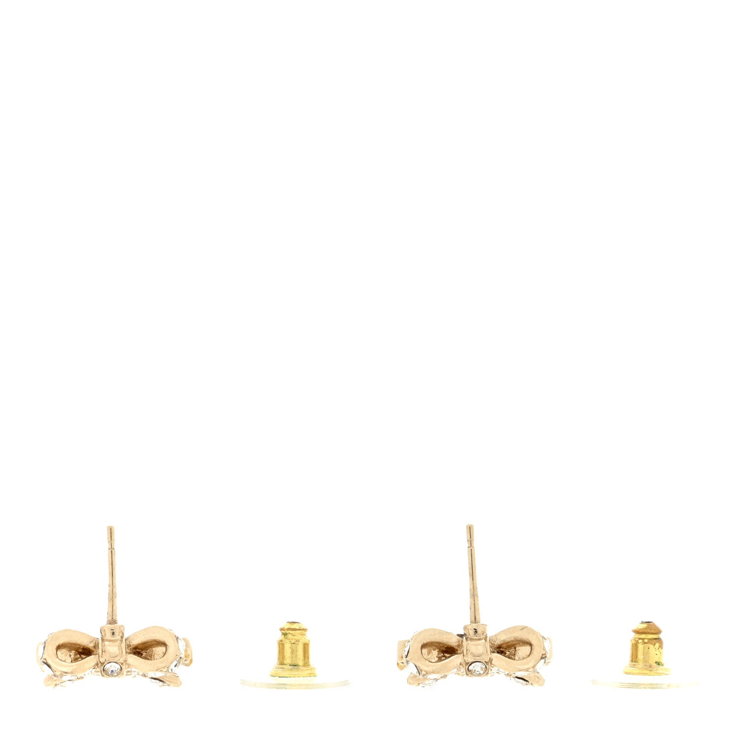 Chanel Crystal CC Bow Dangle Earrings Gold 3 of 4