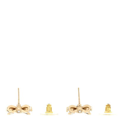 Chanel Crystal CC Bow Dangle Earrings Gold 3 of 4