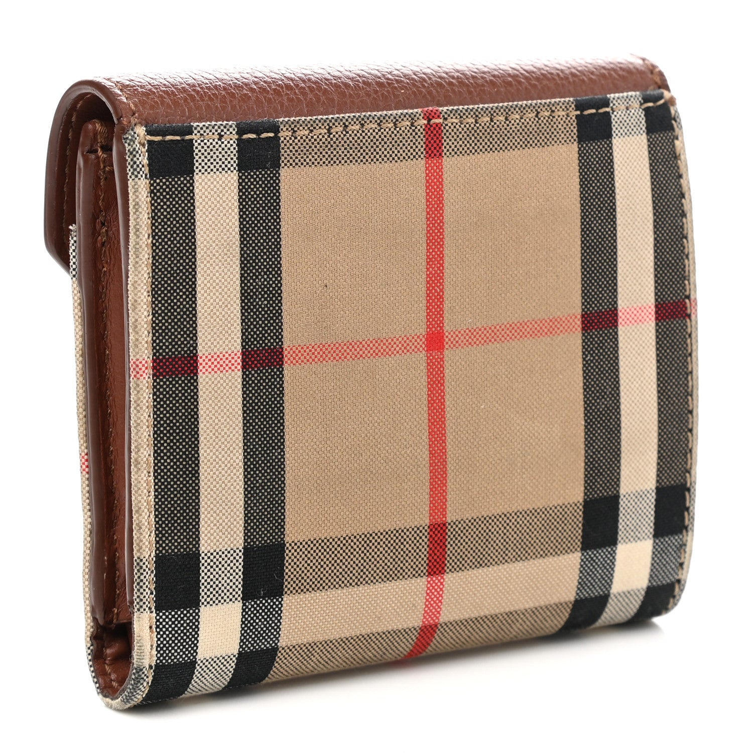 Burberry Haymarket Check Compact Wallet Brown 3 of 10