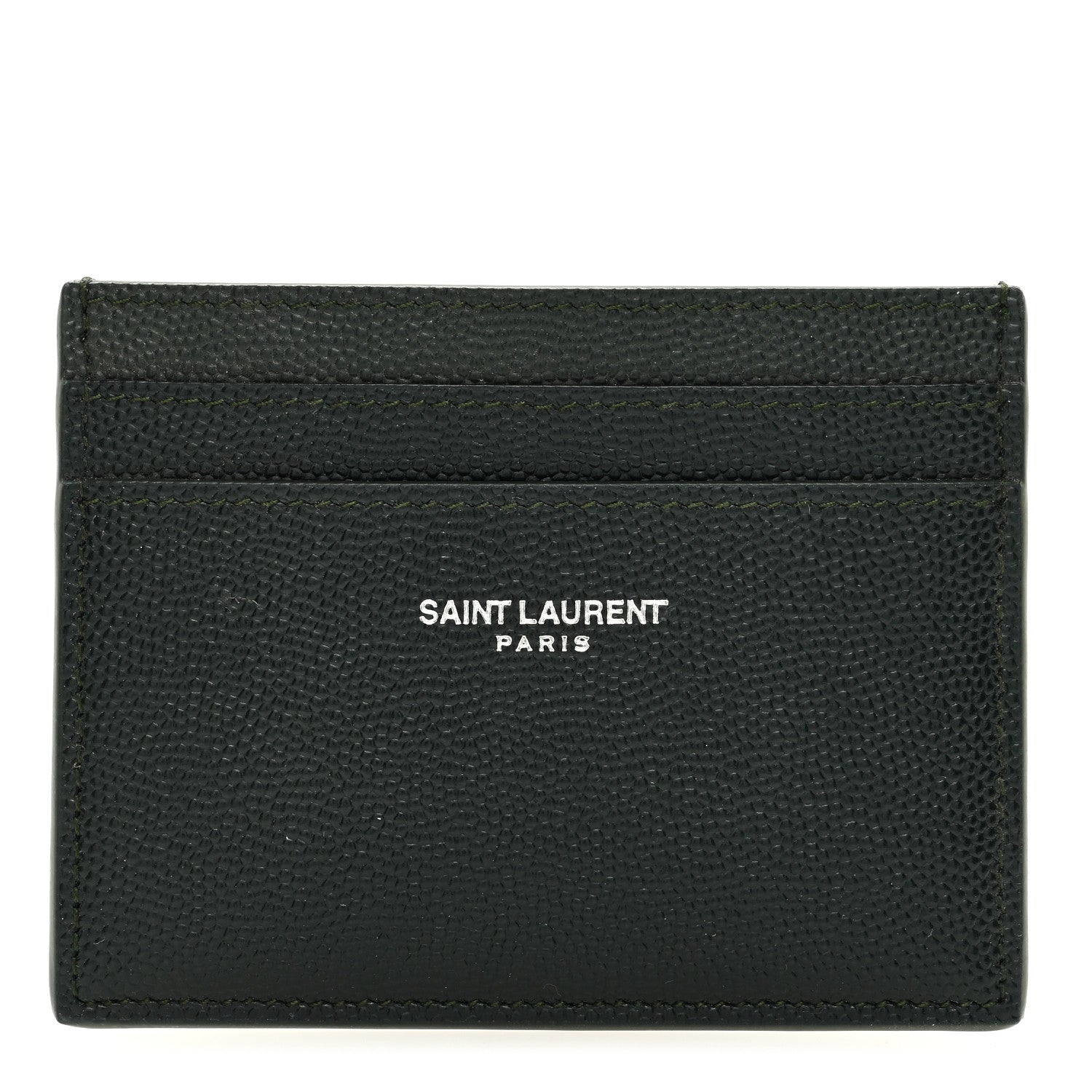 Saint Laurent Grain De Poudre Card Case New Vert Fonce 1 of 6