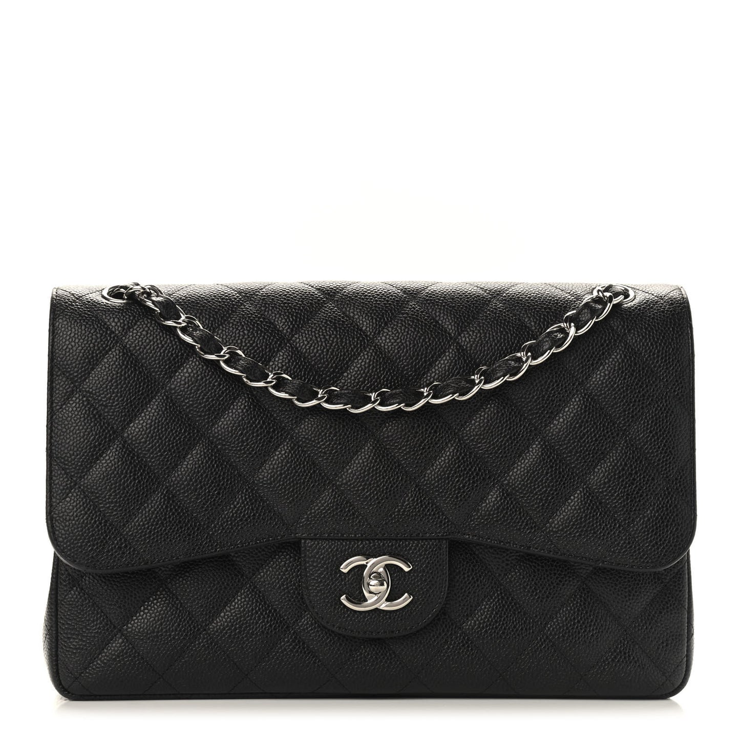 Caviar Quilted Jumbo Double Flap Black