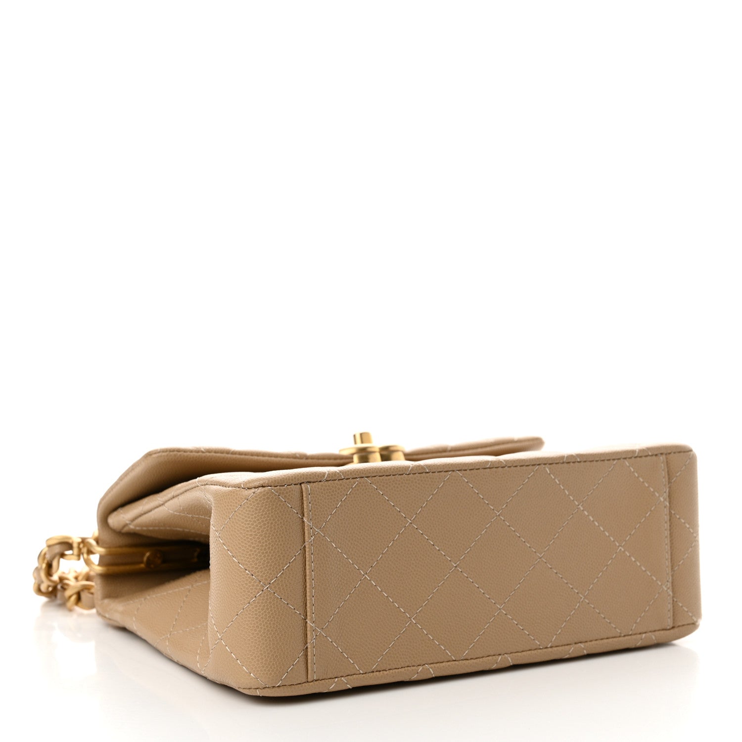 Chanel Shiny Caviar Quilted Small Flap Bag Top Handle Dark Beige 4 of 11