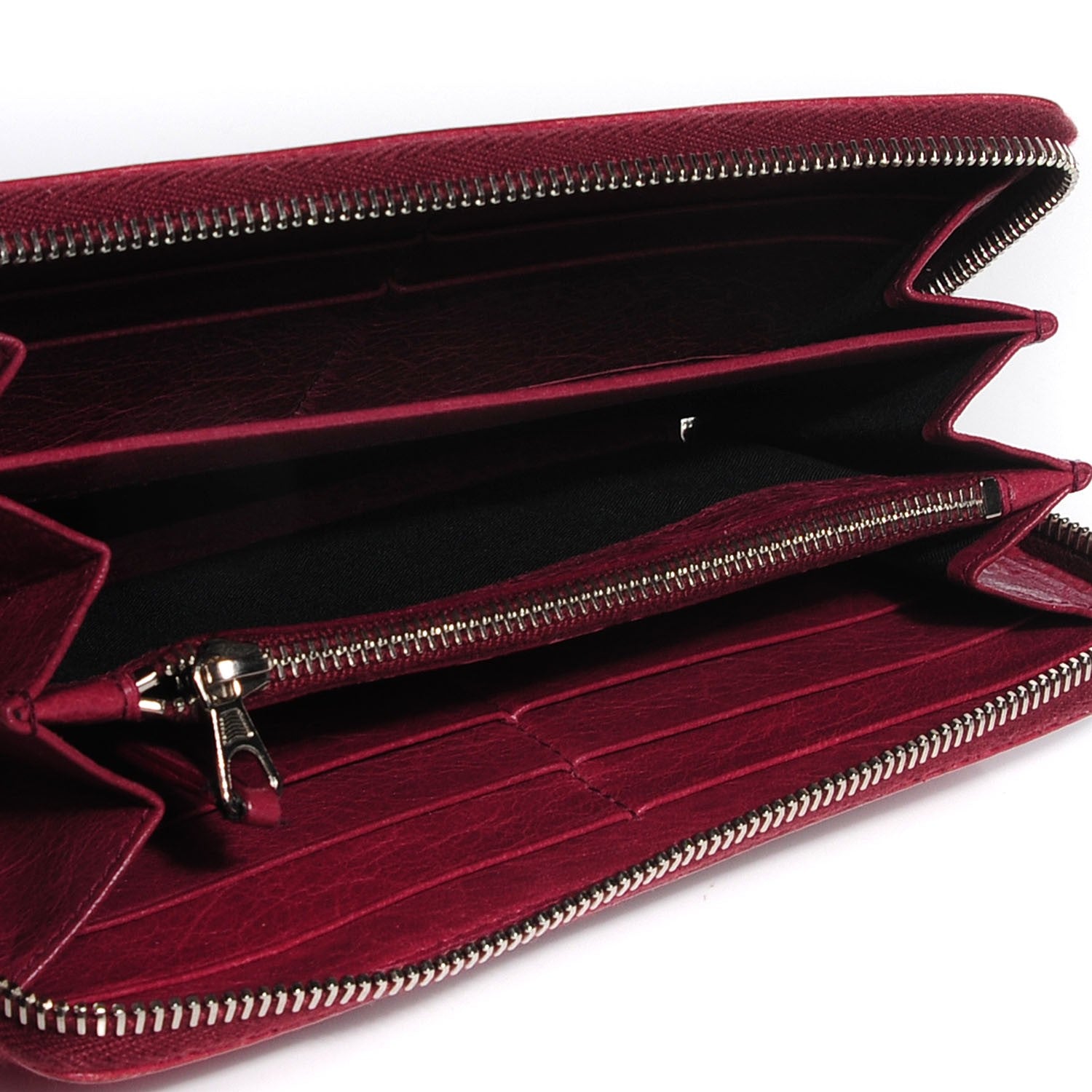Balenciaga Agneau Giant 12 Silver Hardware Continental Zip Around Wallet Cassis 6 of 10