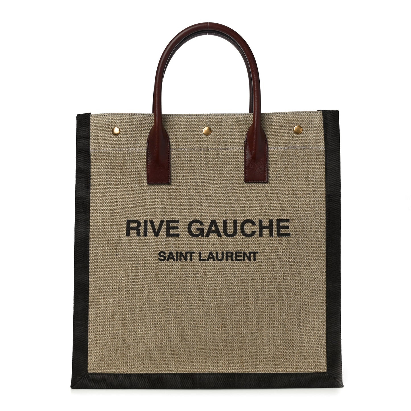 Linen Calfskin Rive Gauche North South Tote Natural