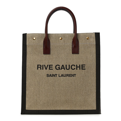 Saint Laurent Linen Calfskin Rive Gauche North South Tote Natural 1 of 9