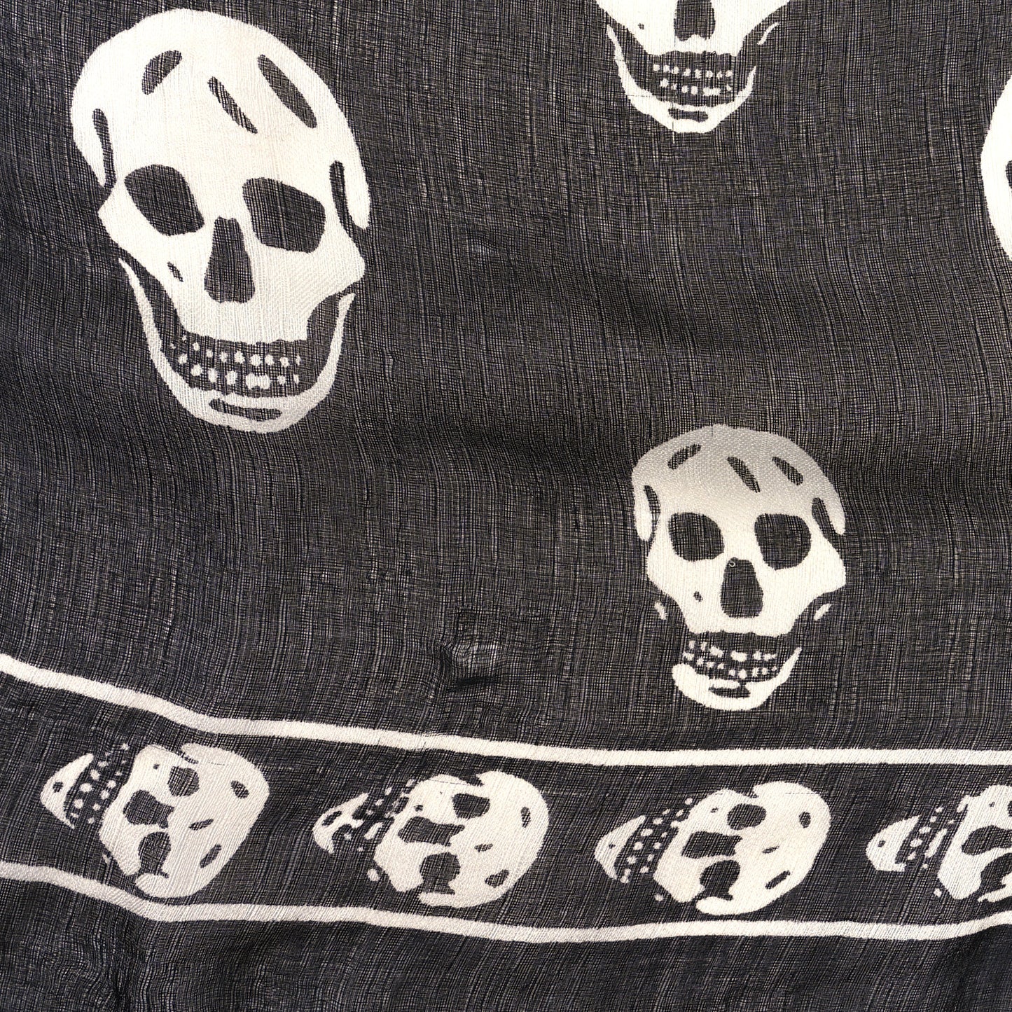 Silk Chiffon Skull Scarf Black Ivory