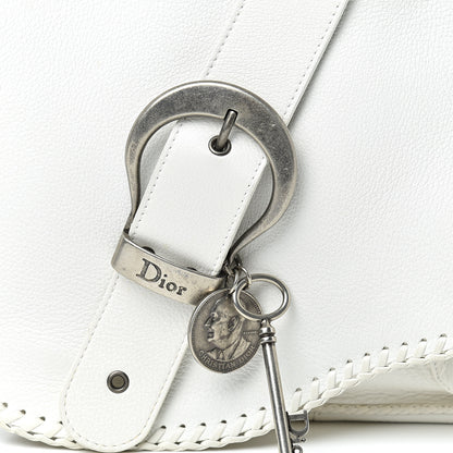 Christian Dior Calfskin Braided Gaucho Double Saddle Bag White 8 of 15