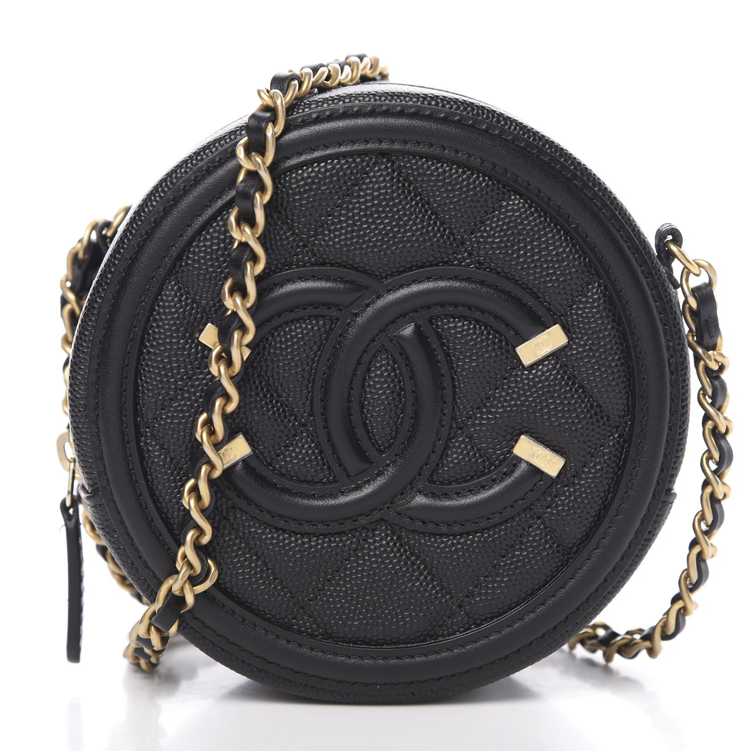 Chanel Caviar Quilted Round Filigree Crossbody Black 8 of 11